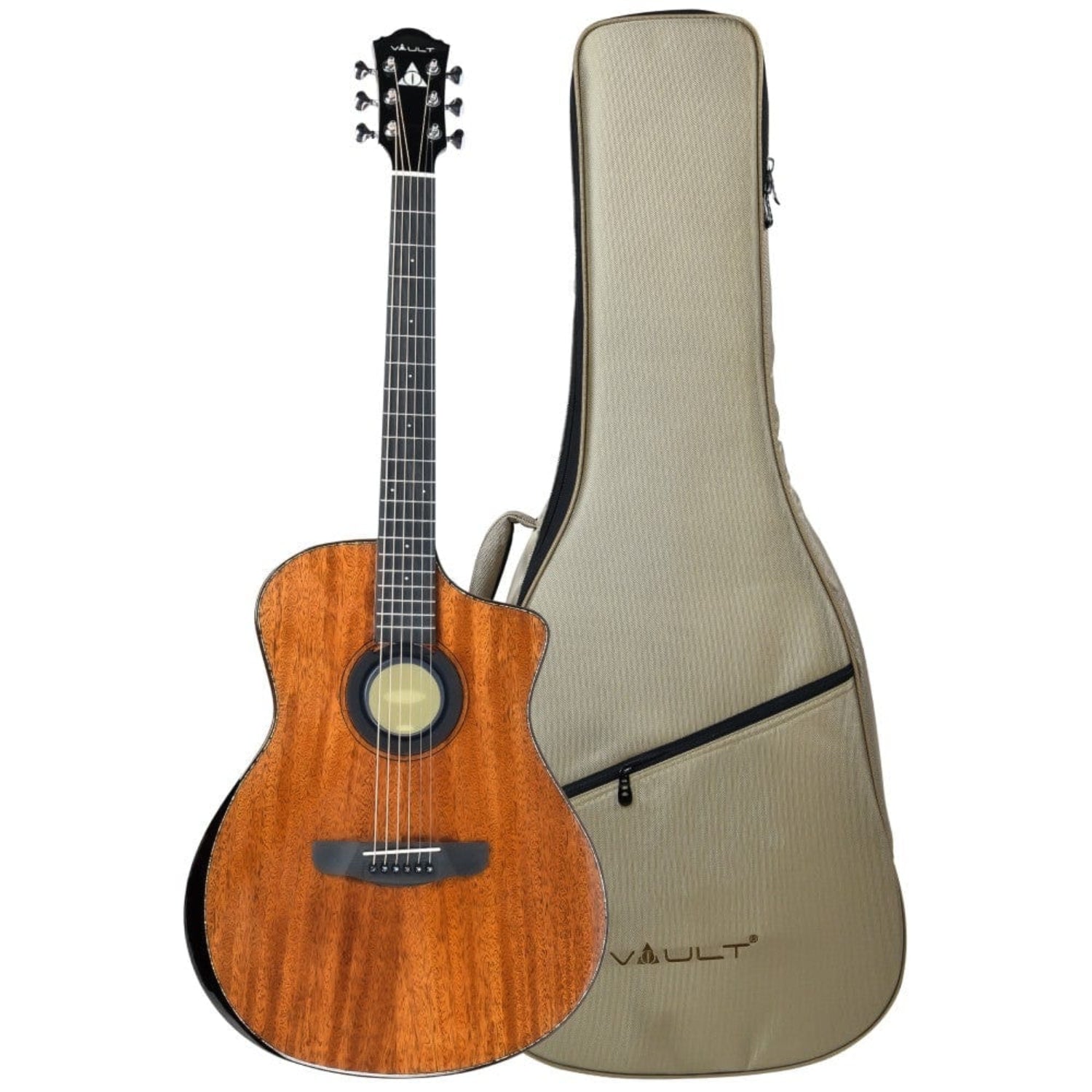 vault electro acoustic guitars natural vault performer pro fx premium electro acoustic guitar with transacoustic pickup, on board effects and gigbag #color_natural